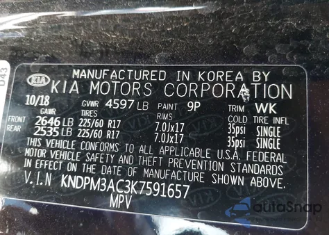 2019 Kia Sportage Lx from USA, damaged, VIN KNDPM3AC3K7591657